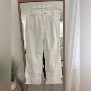 L’AGENCE Women's Flare White Jeans with Red Accents